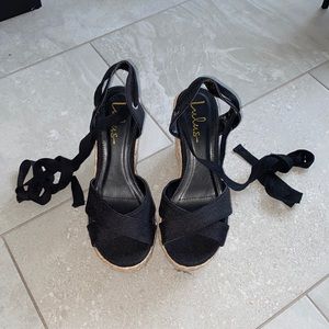 Esme Black Lace-Up 4.75” Espadrille Wedges
